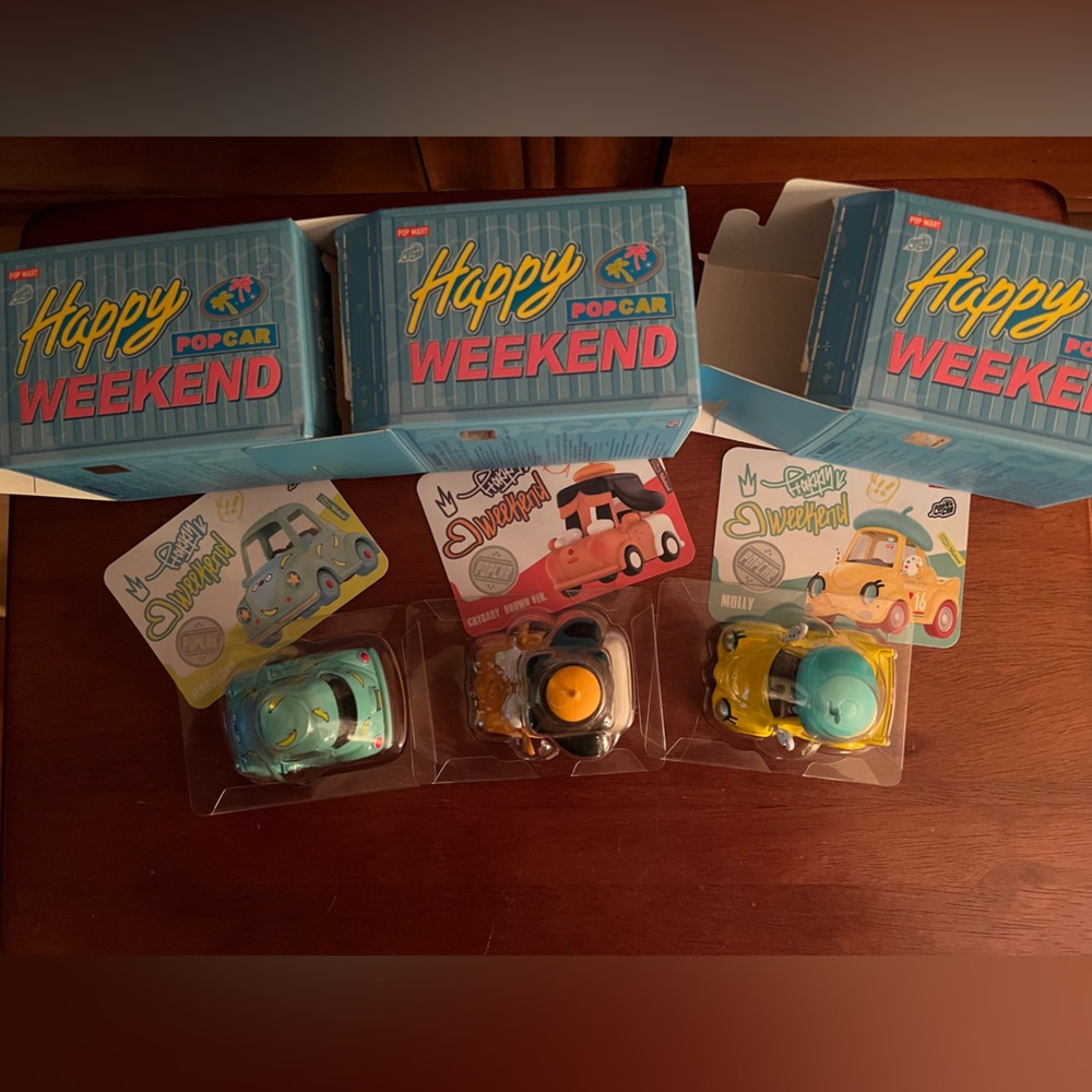 Bundle of 3 Pop Mart Pop Cars, Happy Weekend, Molly, Cry Baby, and Flabjacks